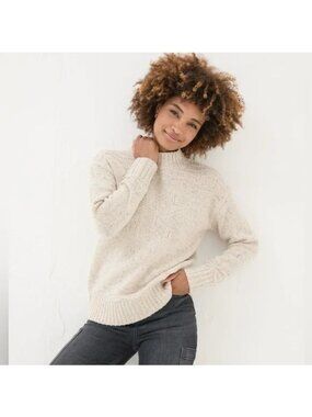 Fat Face Ivory Snowflake Wool Jumper Long Sleeve Sweater Size XS Alpine Style